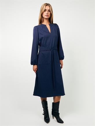 Lollys Laundry ParisLL Midi Dress LS Dark Navy